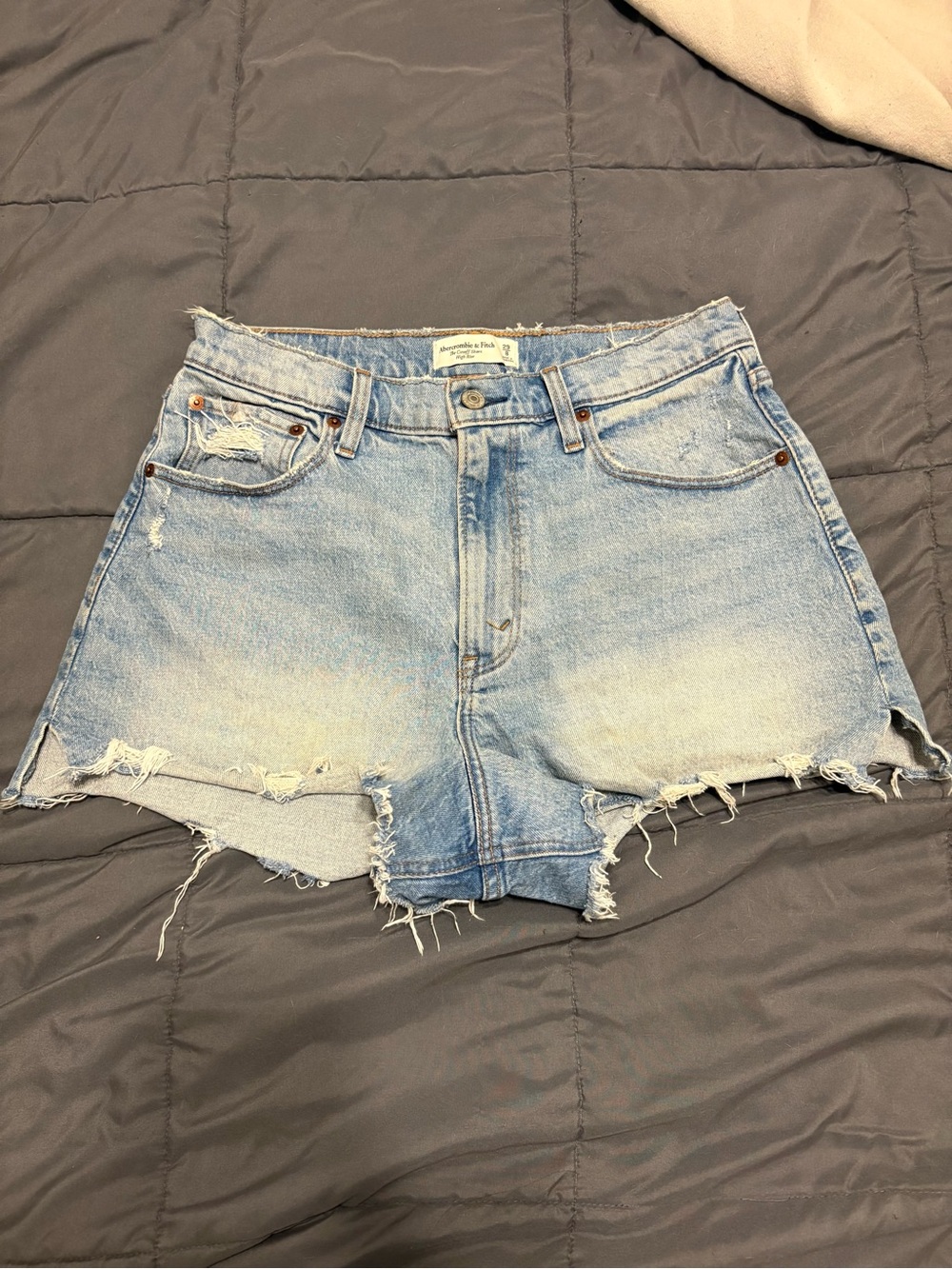 Abercrombie & Fitch Classic Light Blue Distressed Denim Shorts